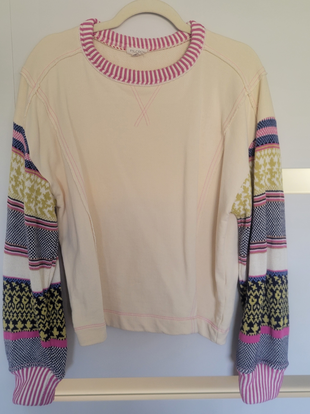 Anthropologie Pilcro Fairisle Sleeve Sweatshirt Small